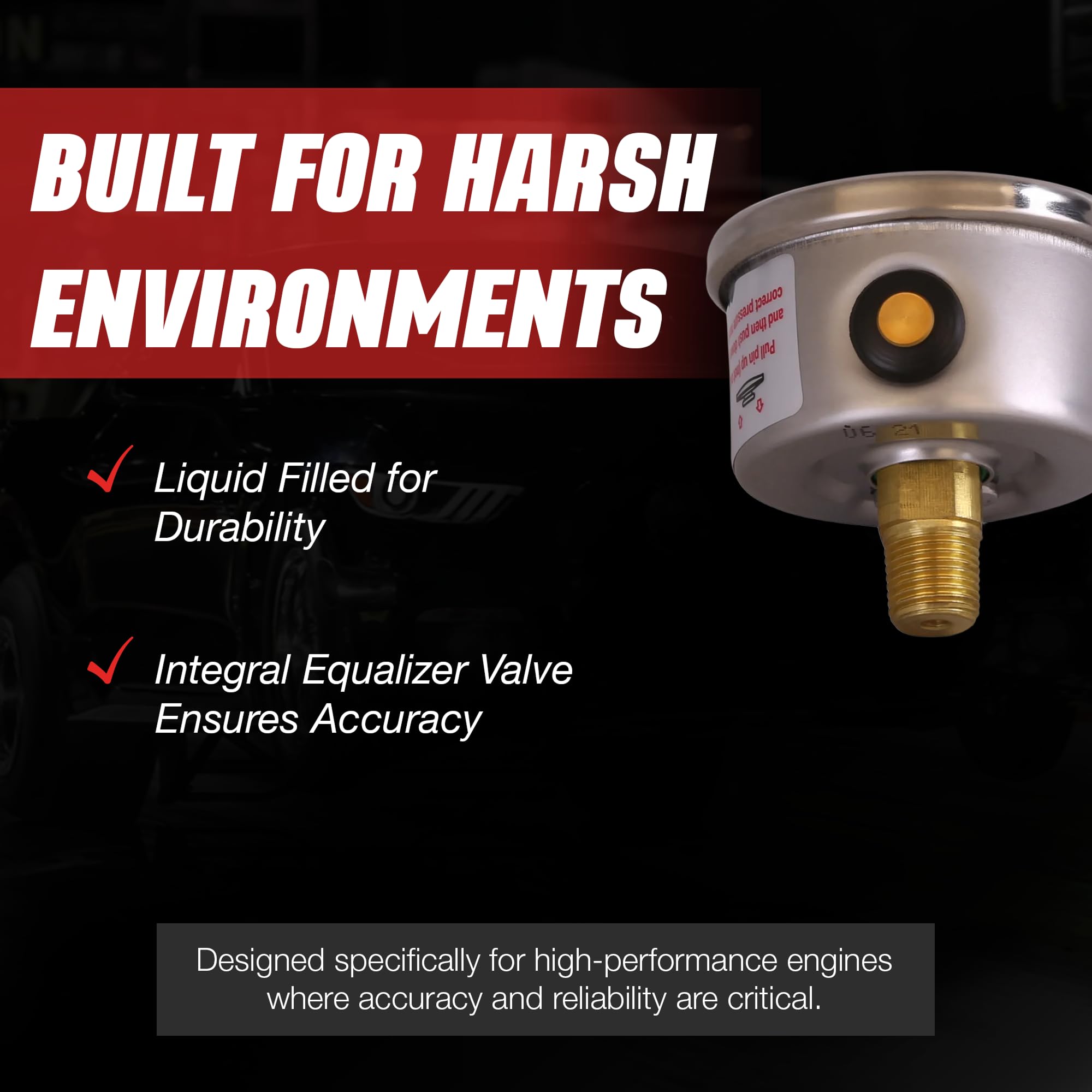 Durable under-hood gauge designed to resist vibration and heat