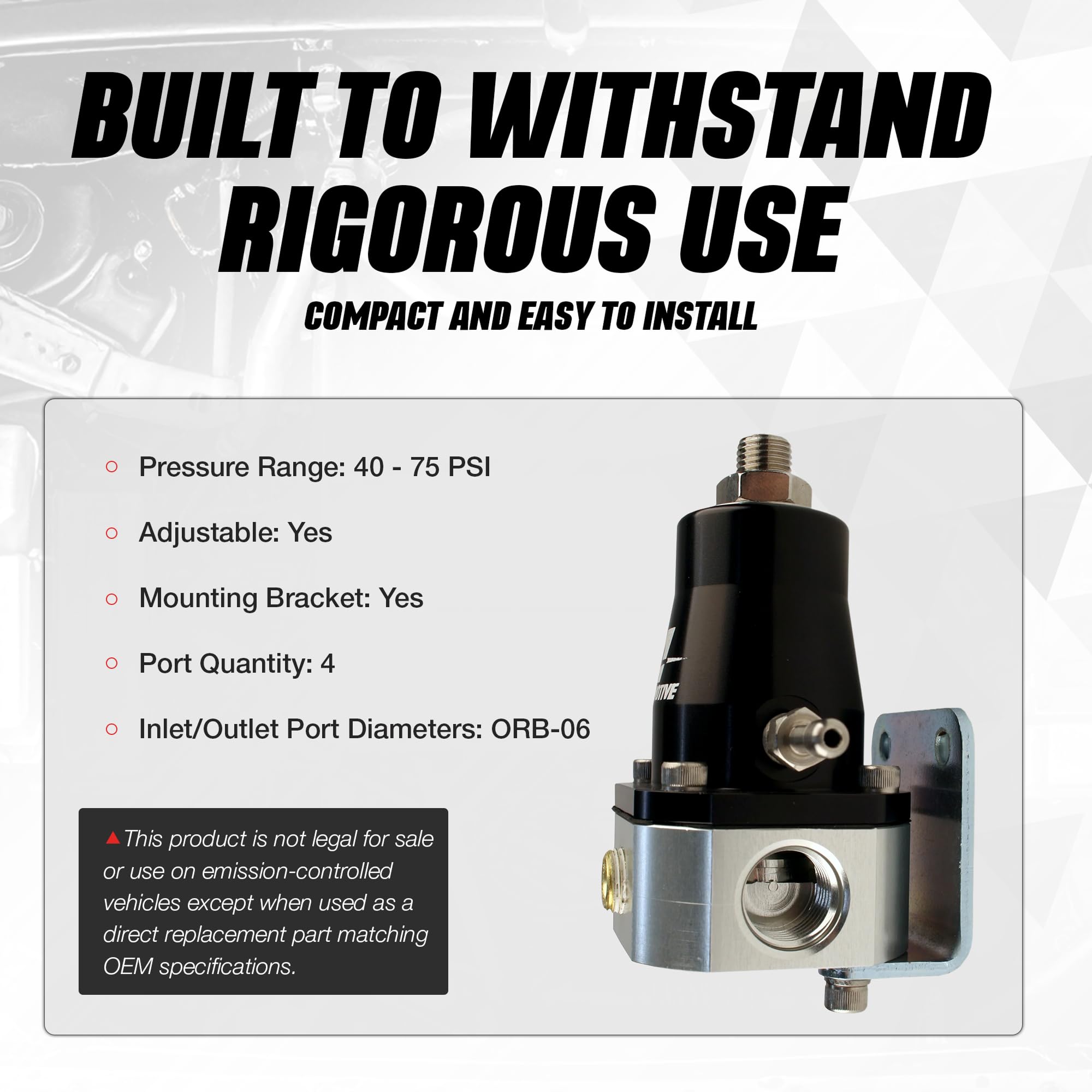 Aeromotive regulator vacuum boost port demonstrates boost‑referenced control.