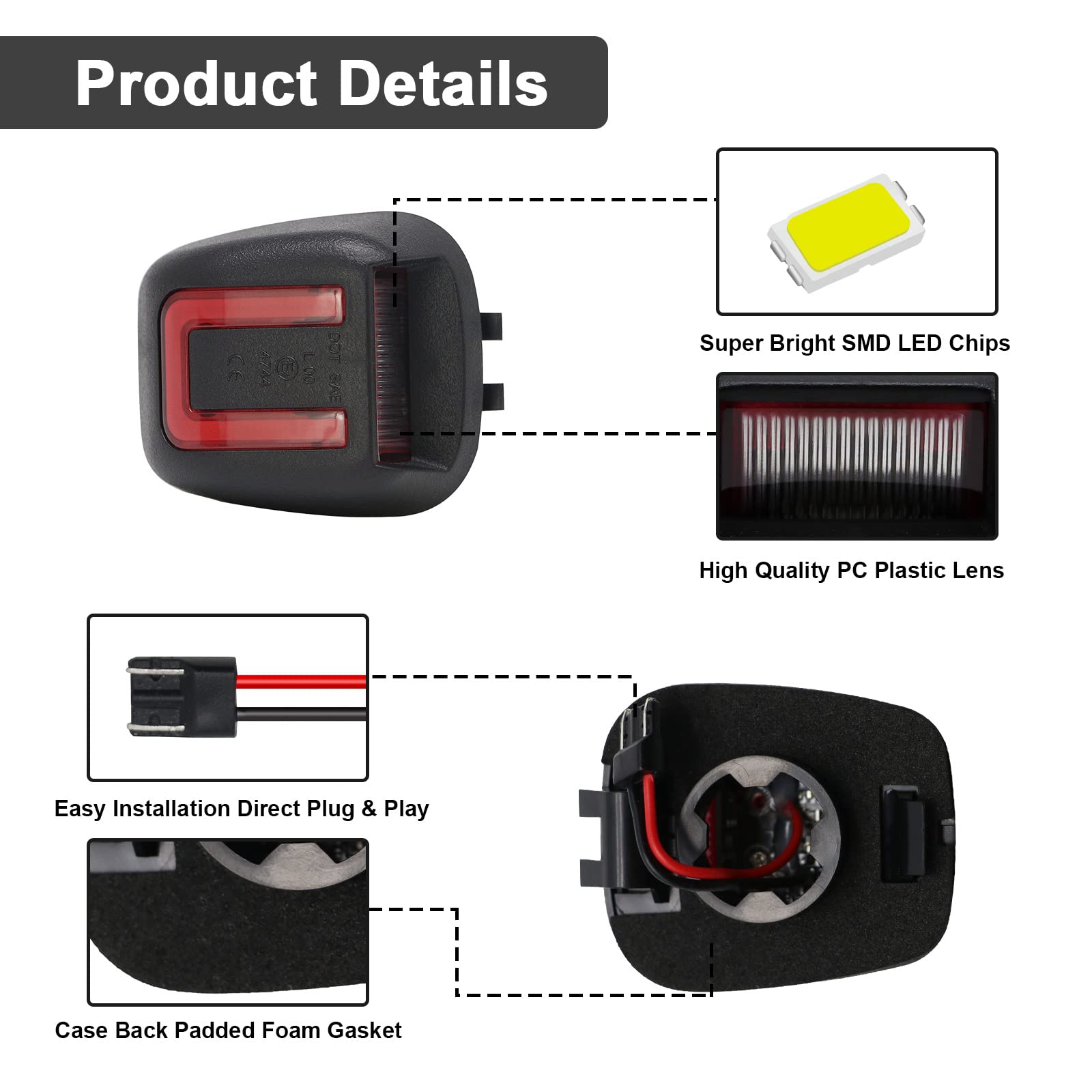 Aexploer license plate light with ABS housing and PC lens resists scratches