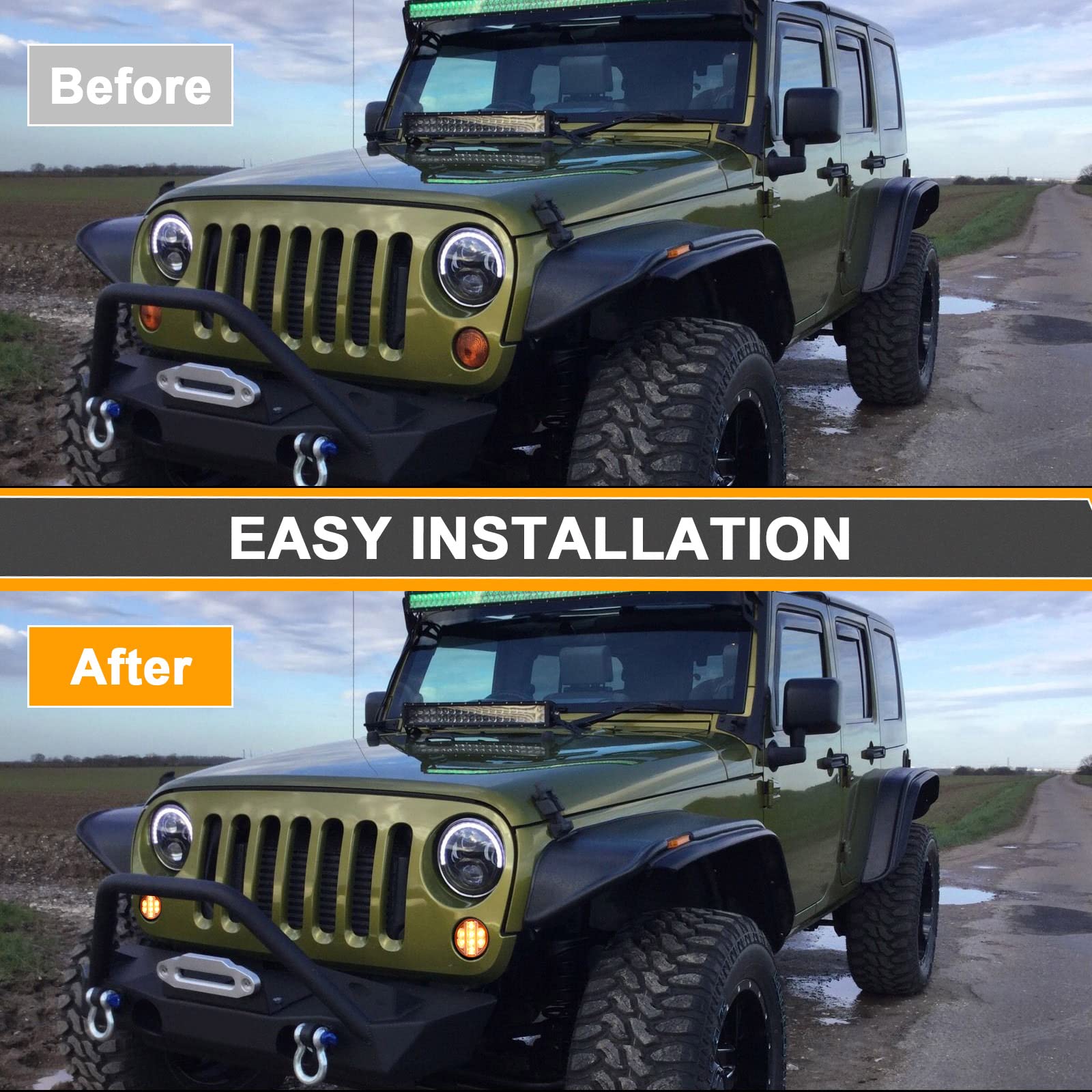 Aexploer Wrangler JK durable ABS housing improves resilience.