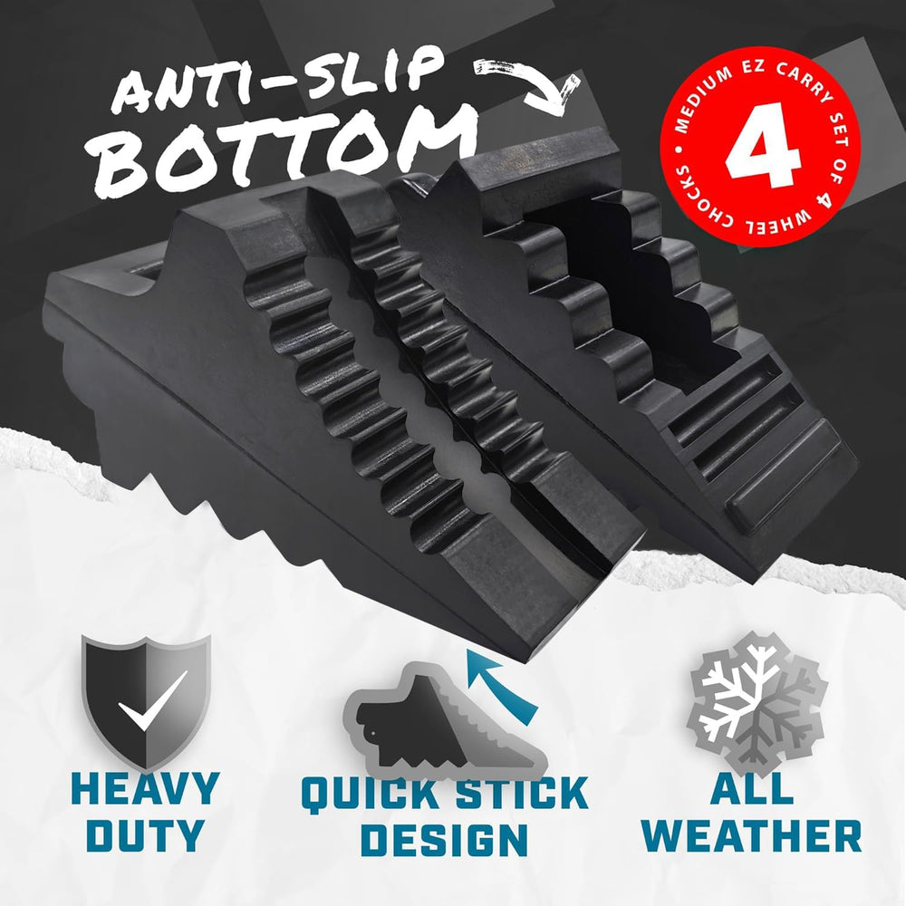 AFA Tooling wheel chocks close-up of quick-grip ribbed design for reliable grip.
