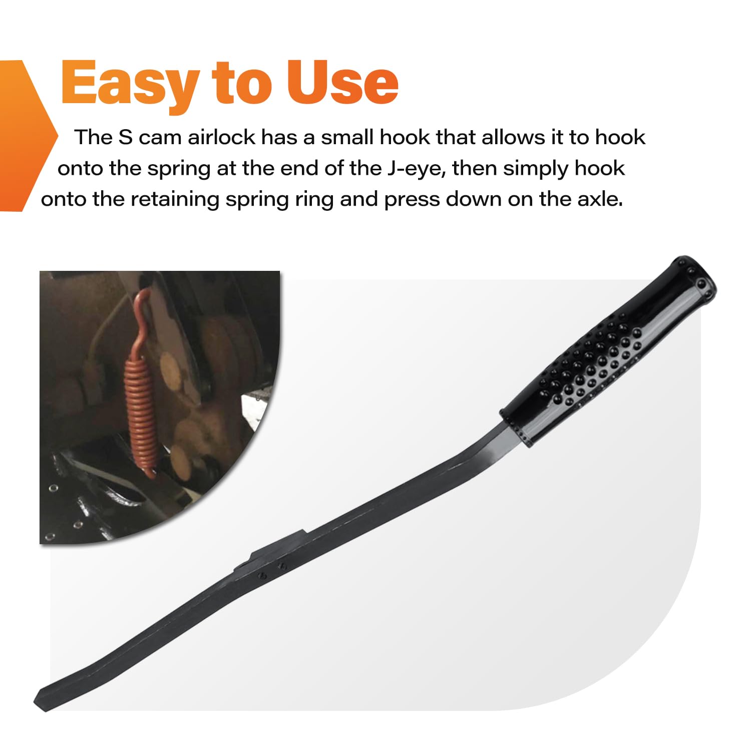 Carbon steel construction of the tool highlighting durability