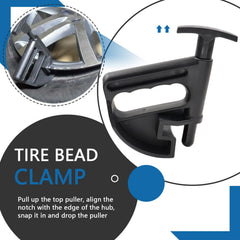 AFEISOL tire bead clamp features a spring loaded plunger to stabilize beads during mounting.