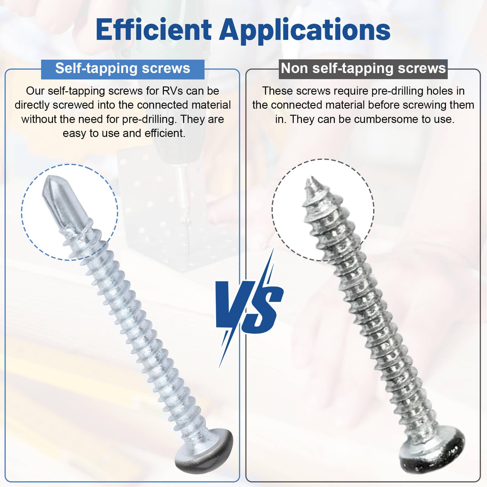 AFZZ screws with black coating emphasize corrosion resistance.