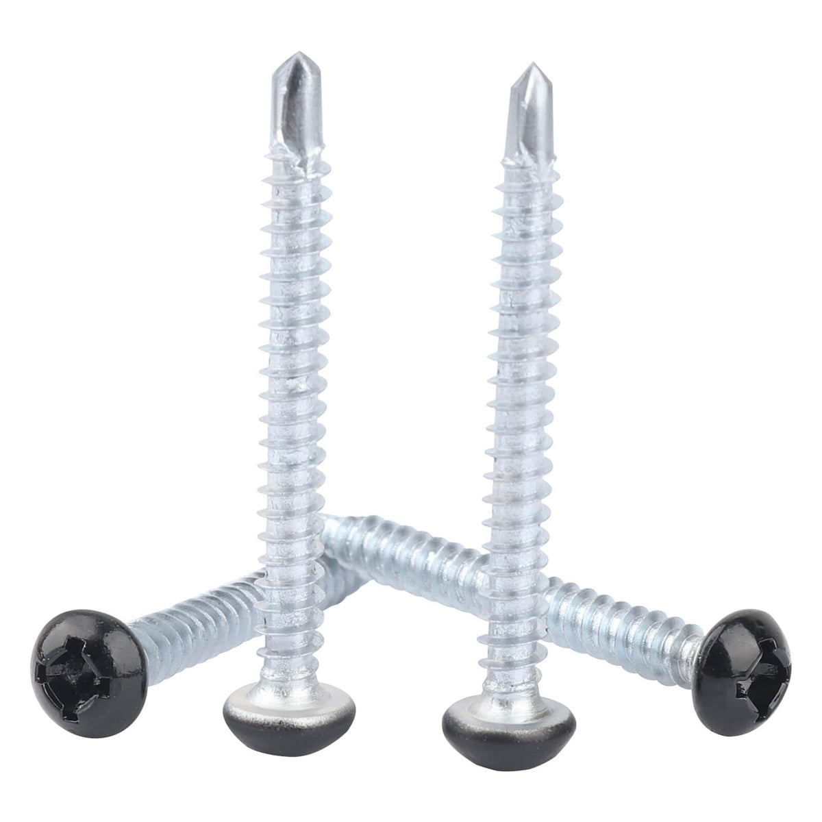 AFZZ pan head rv screws in package with black coating for outdoor use.