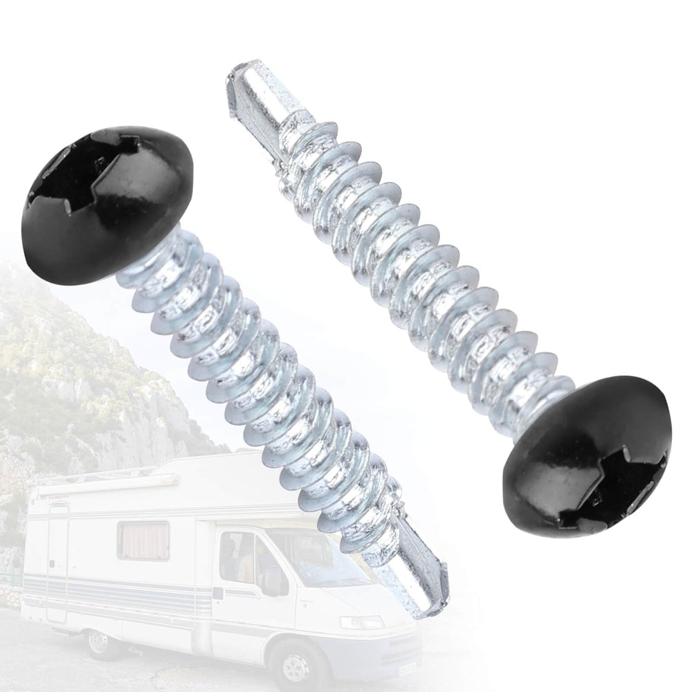 AFZZ pan head rv screws in black for quad-drive fastening