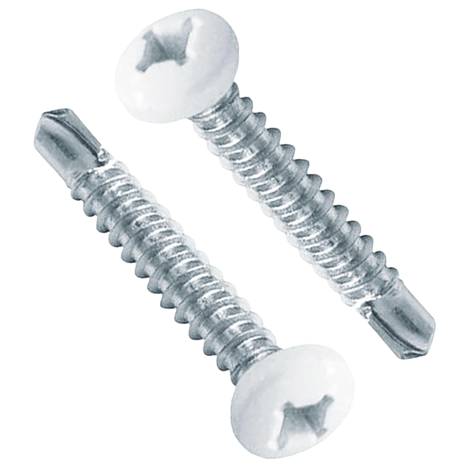 AFZZ RV screws white pan head 8x1 closeup shows rust-resistant stainless steel