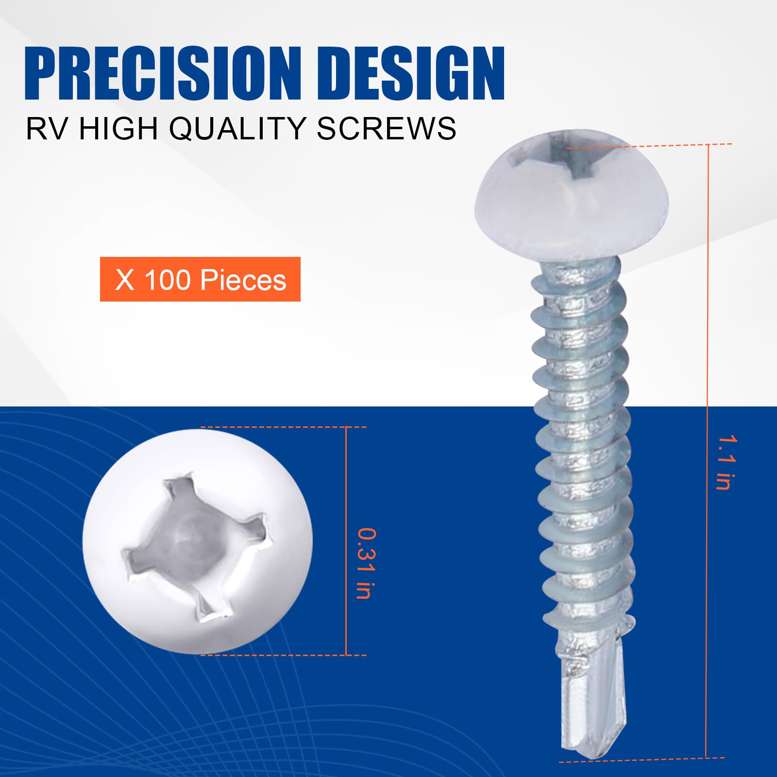 AFZZ RV screws white pan head 8x1 packaged for quick installation