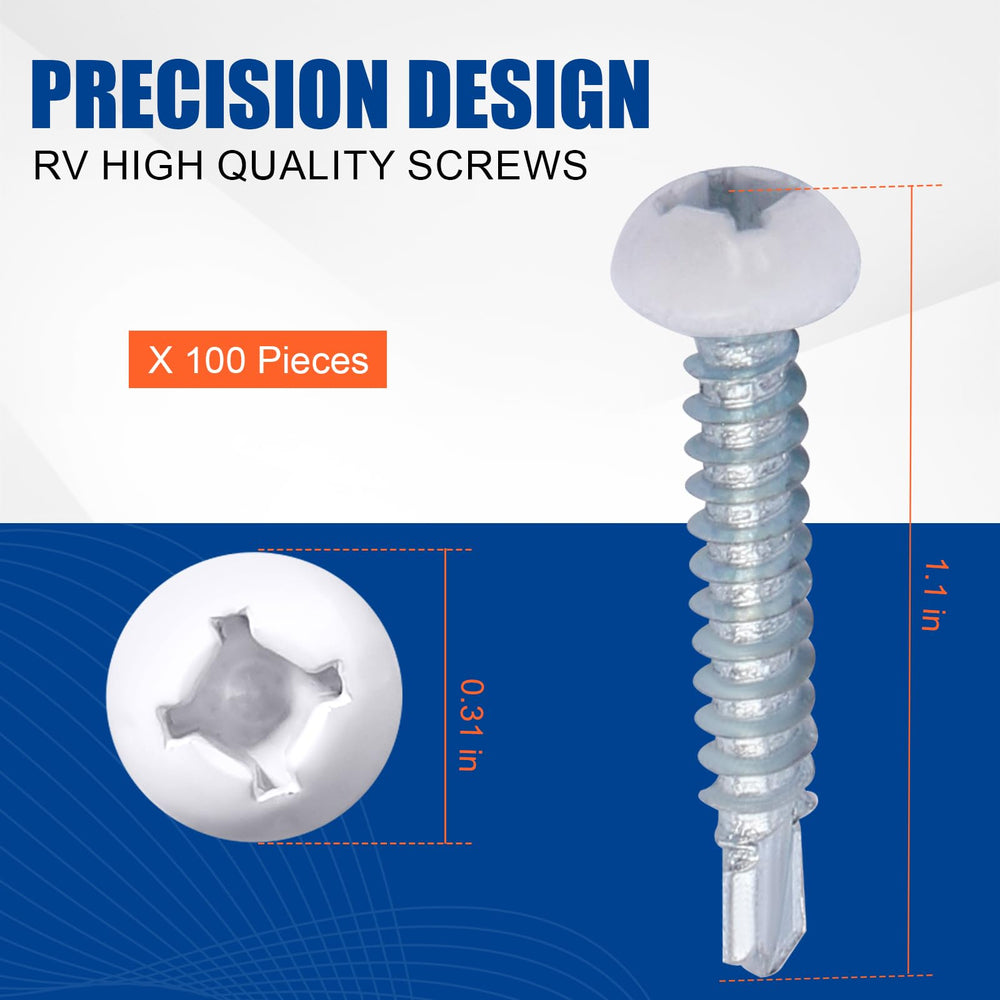 AFZZ RV screws white pan head 8x1 packaged for quick installation