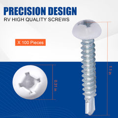 AFZZ RV screws white pan head 8x1 packaged for quick installation