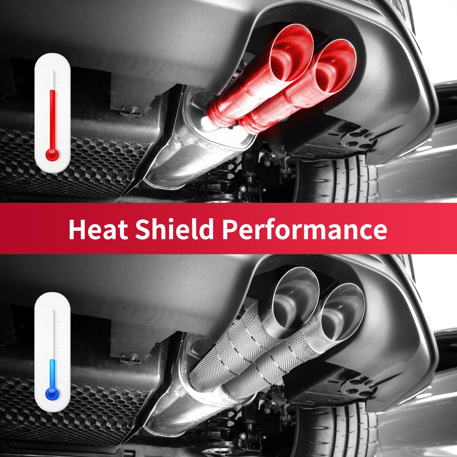 AggSound heat shield mounted on exhaust provides thermal barrier