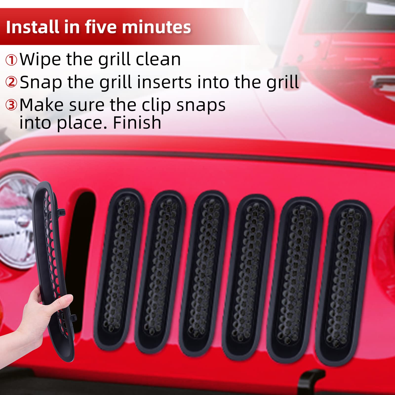 AggAuto 7-piece kit arrives ready for a complete front upgrade on Wrangler JK/JKU.