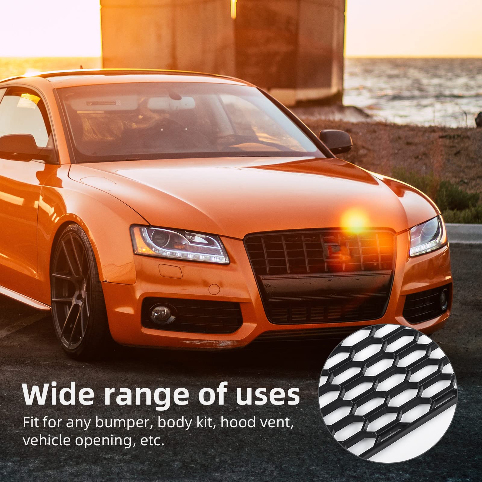 AggAuto universal grille insert in ABS plastic enables easy DIY customization.
