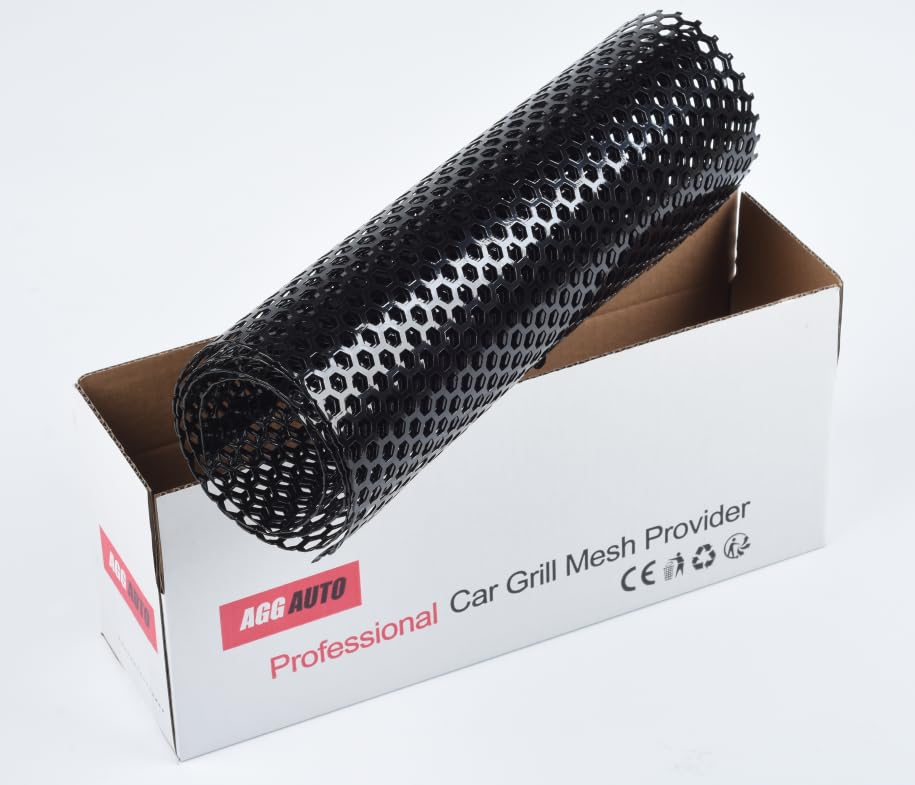 AggAuto universal mesh application demonstrating compatibility with bumper openings.