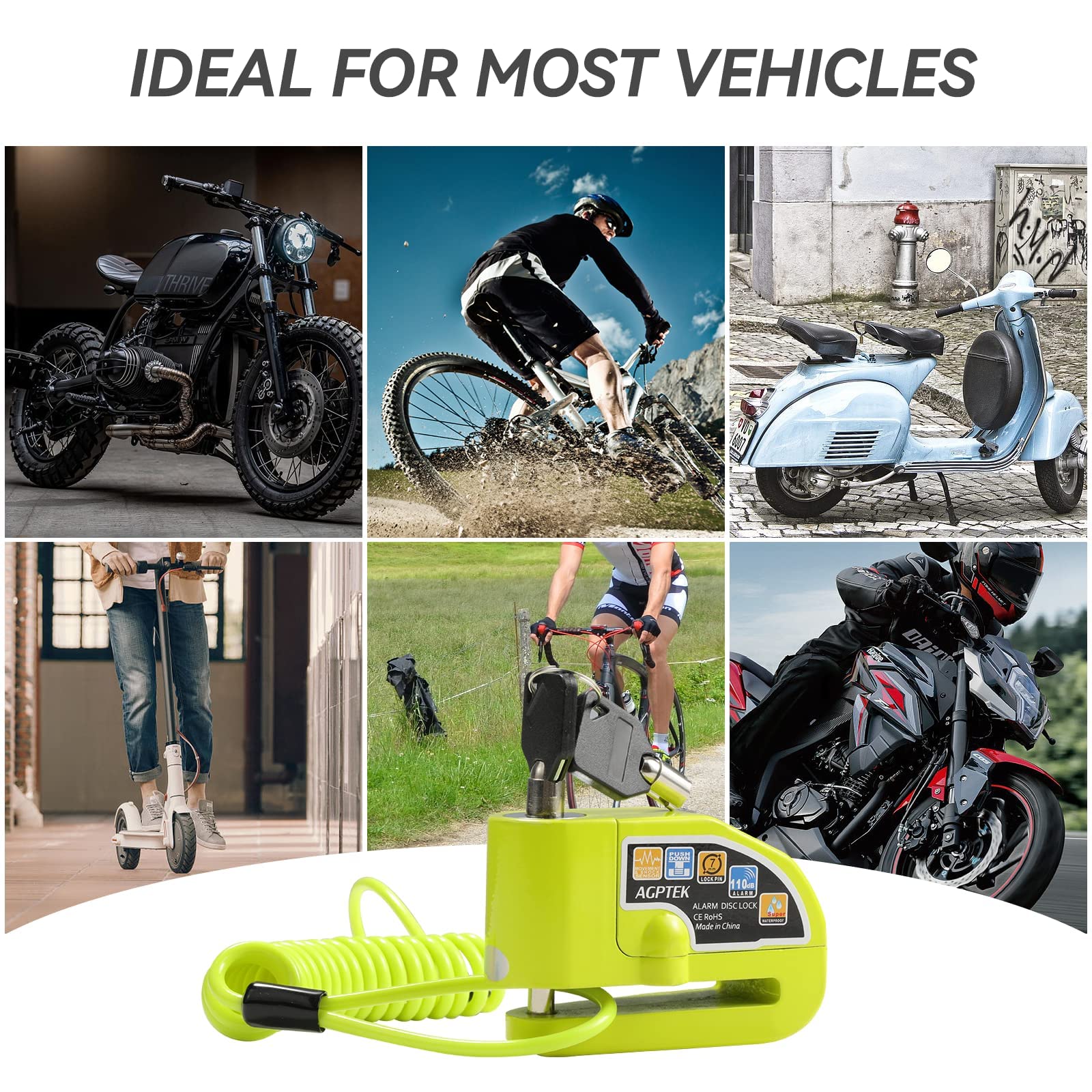 AGPTEK lock designed for motorcycles and bikes with rugged protection