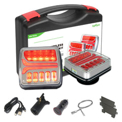 Agrieyes Halo wireless trailer lights with magnetic base for quick, secure attachment.