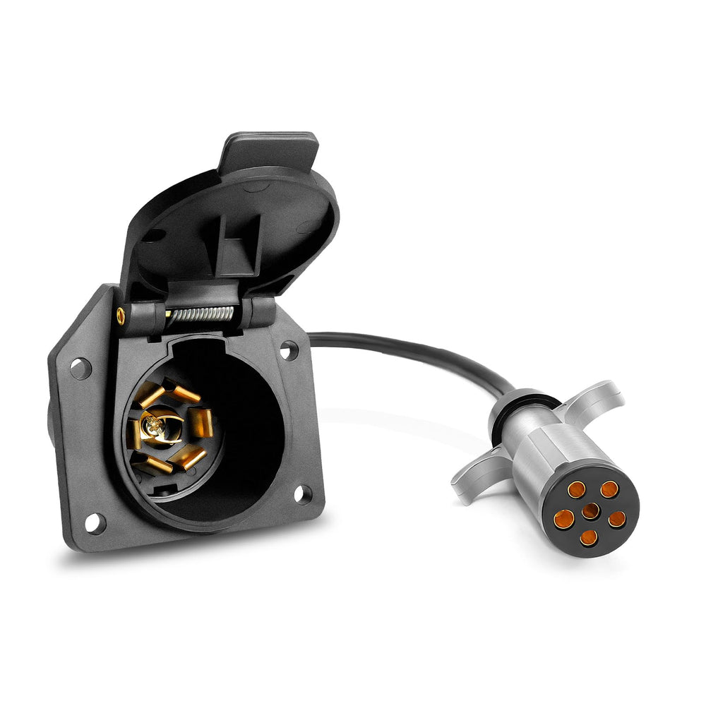 Agrieyes Premium trailer adapter packaging showing quick setup for towing