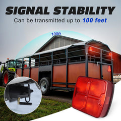 Agrieyes wireless trailer light right-mount on metal surface, secure rear signals during tow.