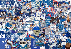 Aha Pure Foods Dodgers stickers pack, 100-pcs, vibrant visuals for laptops and water bottles.