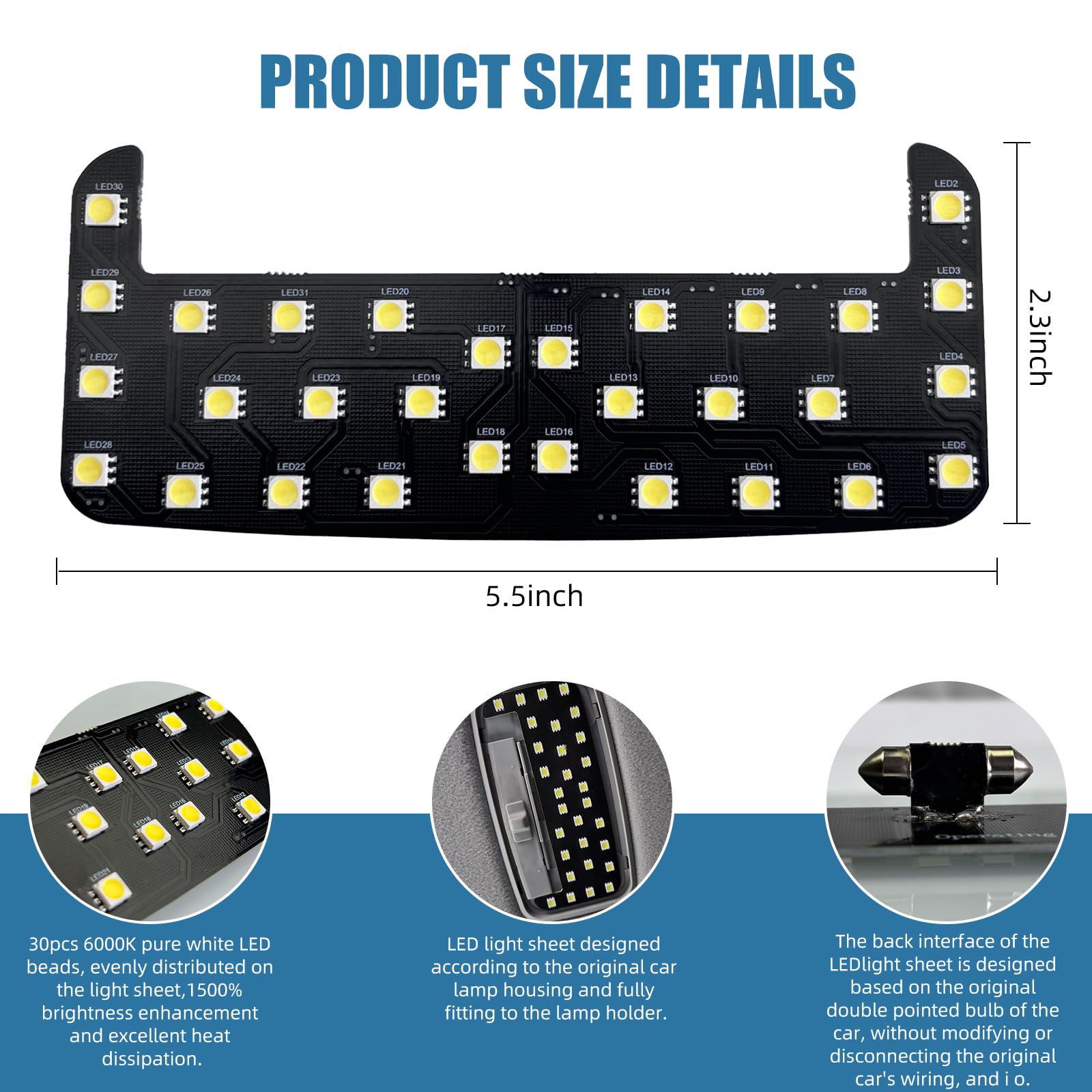 aHei interior dome light panel avoids error codes after installation.