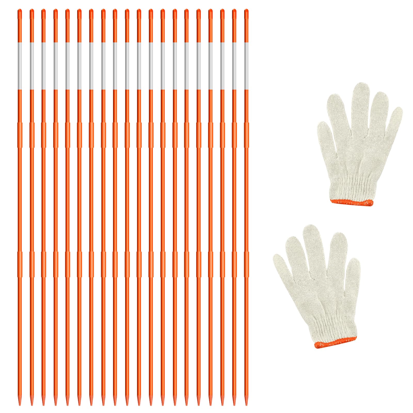 AHKUNMT driveway markers 4ft orange fiberglass poles for high visibility.