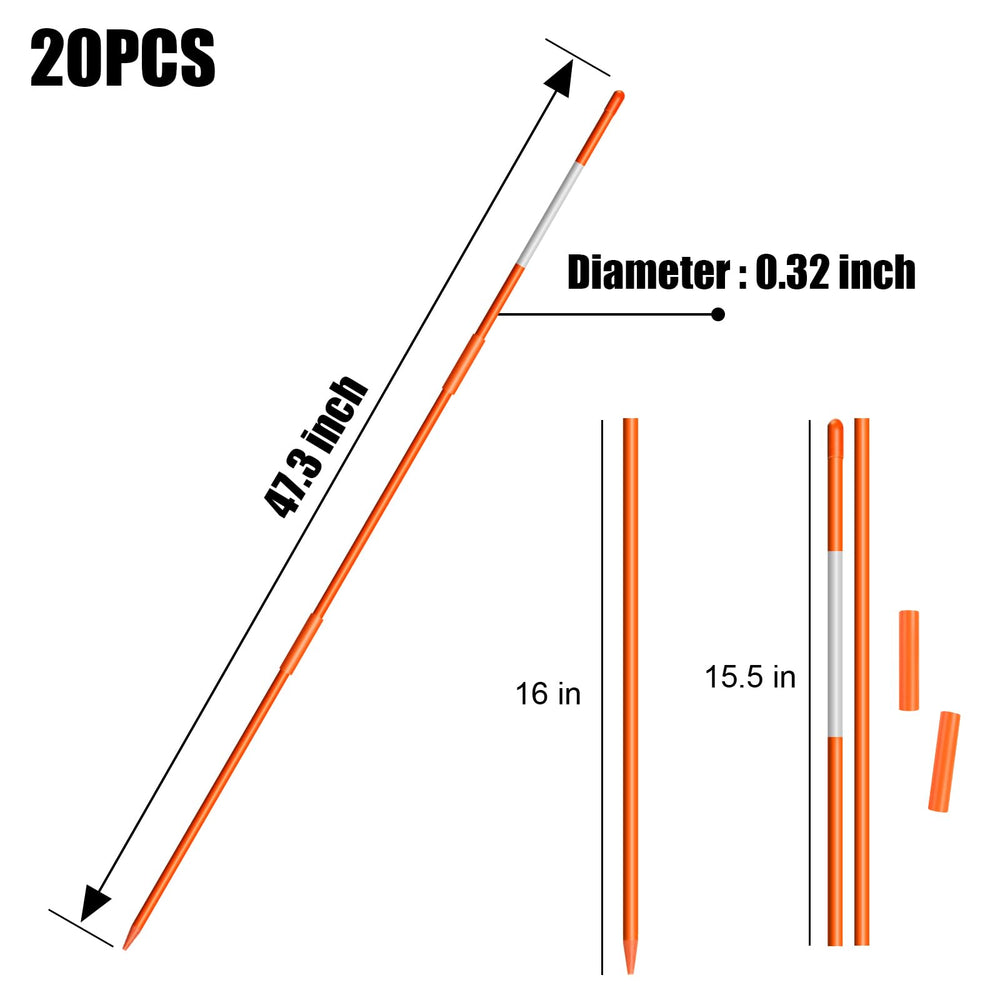 AHKUNMT snow stakes 30pcs with reflective tape for safe parking guidance