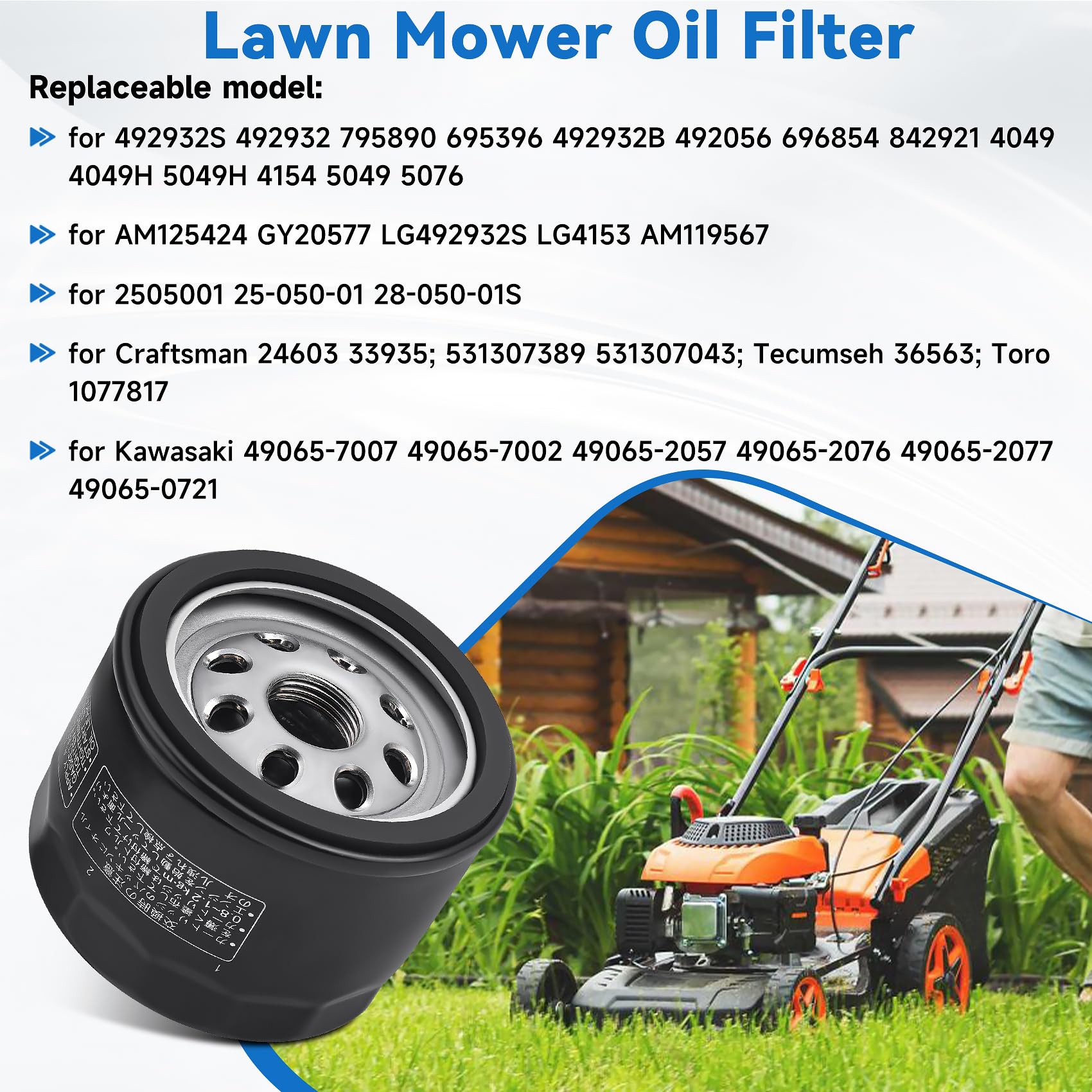 AHNTTGS oil filter 49065-0721 compatibility chart helps model matching.