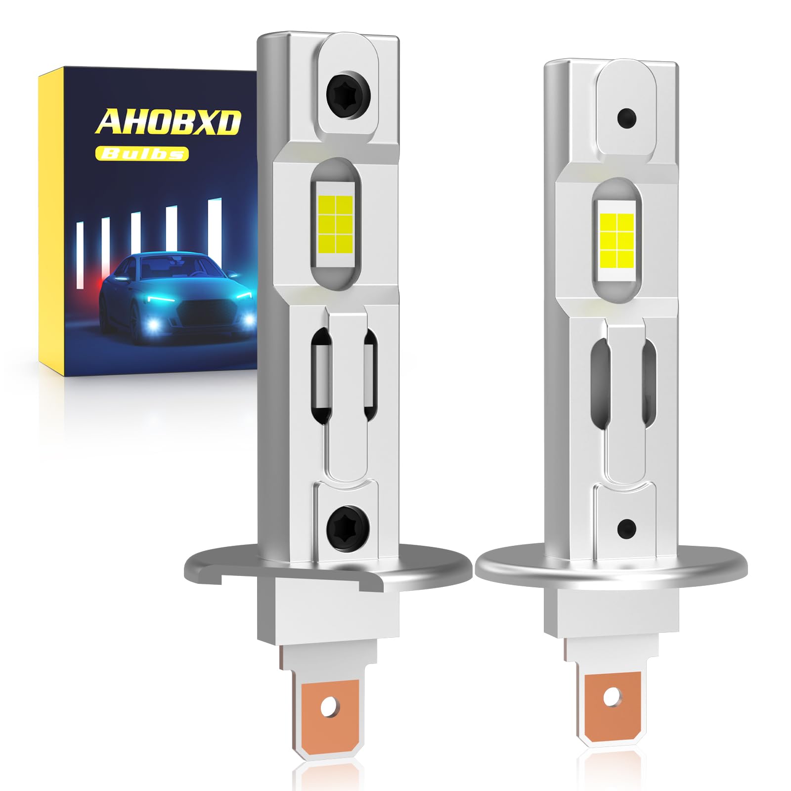 AHOBXD H1 light bulb with 6500K glow for clear night driving.