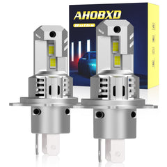AHOBXD H4 bulb close-up shows compact design for easy upgrade.