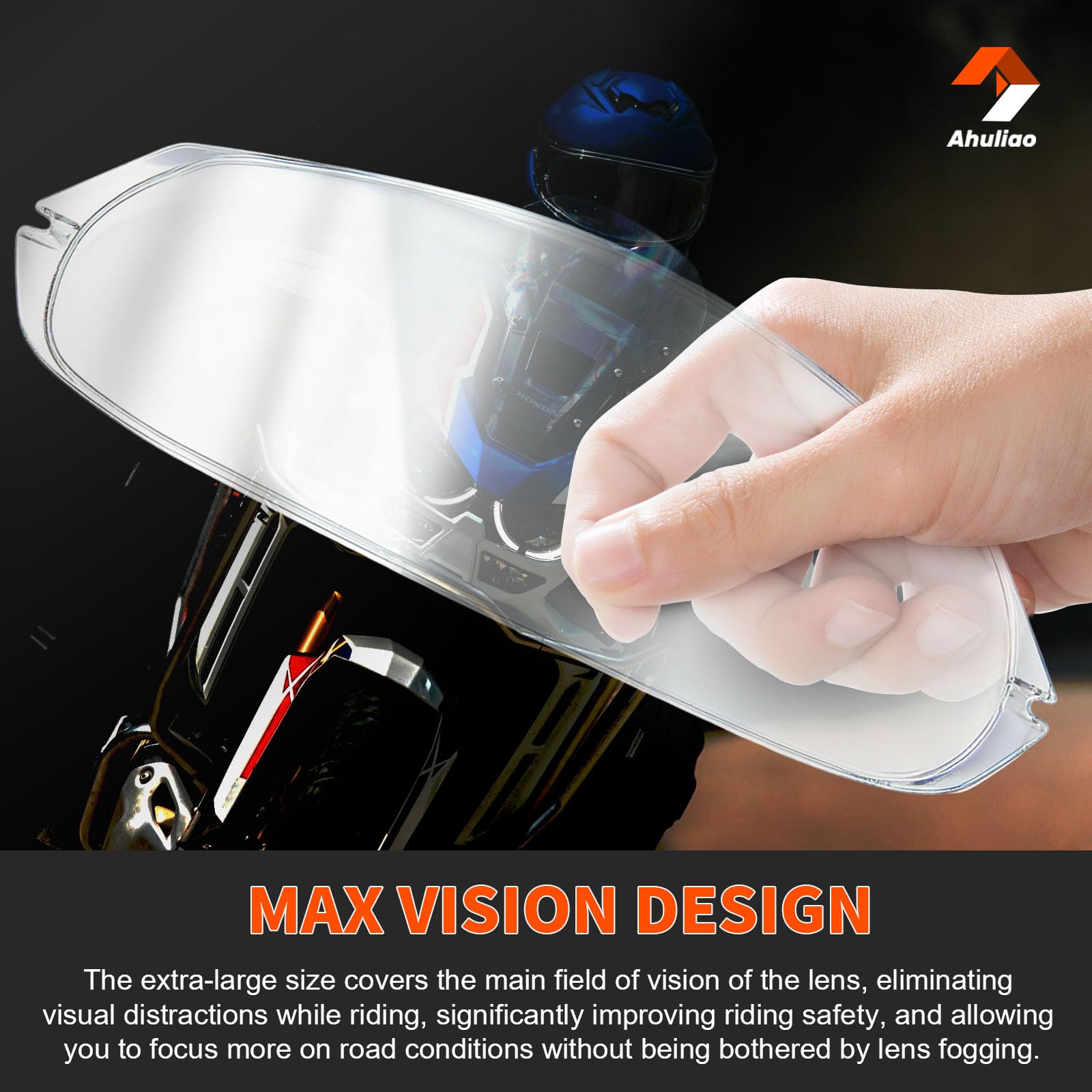Ahuliao Pinlock EVO Max Vision design provides wide, distraction-free visibility.
