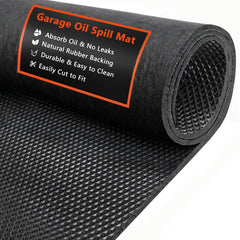 AiBOB oil spill mat under car showing absorbent surface and waterproof backing