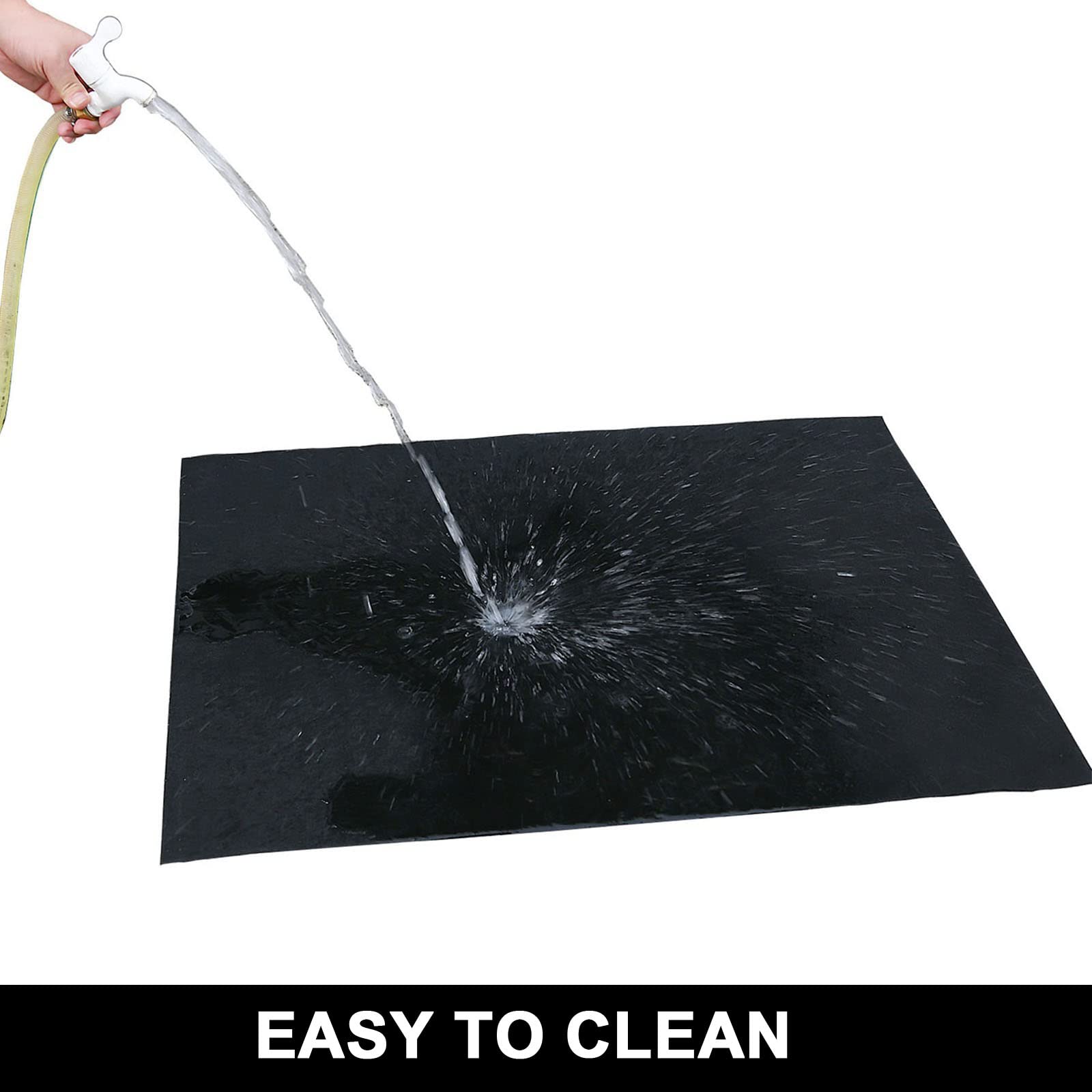 AiBOB oil spill mat installed under a car in a garage.