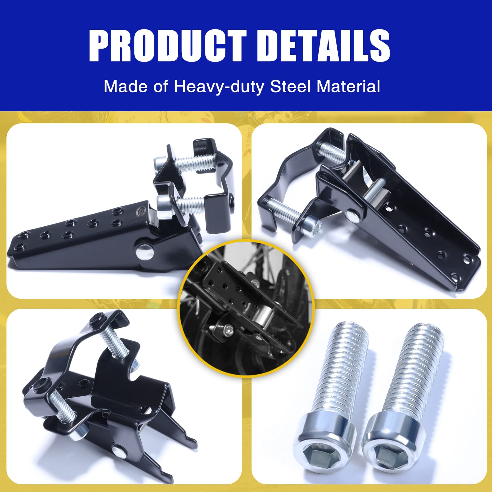 AICARS foot pegs pedal surface measures 2.75 by 1.1 inches for comfortable grip.