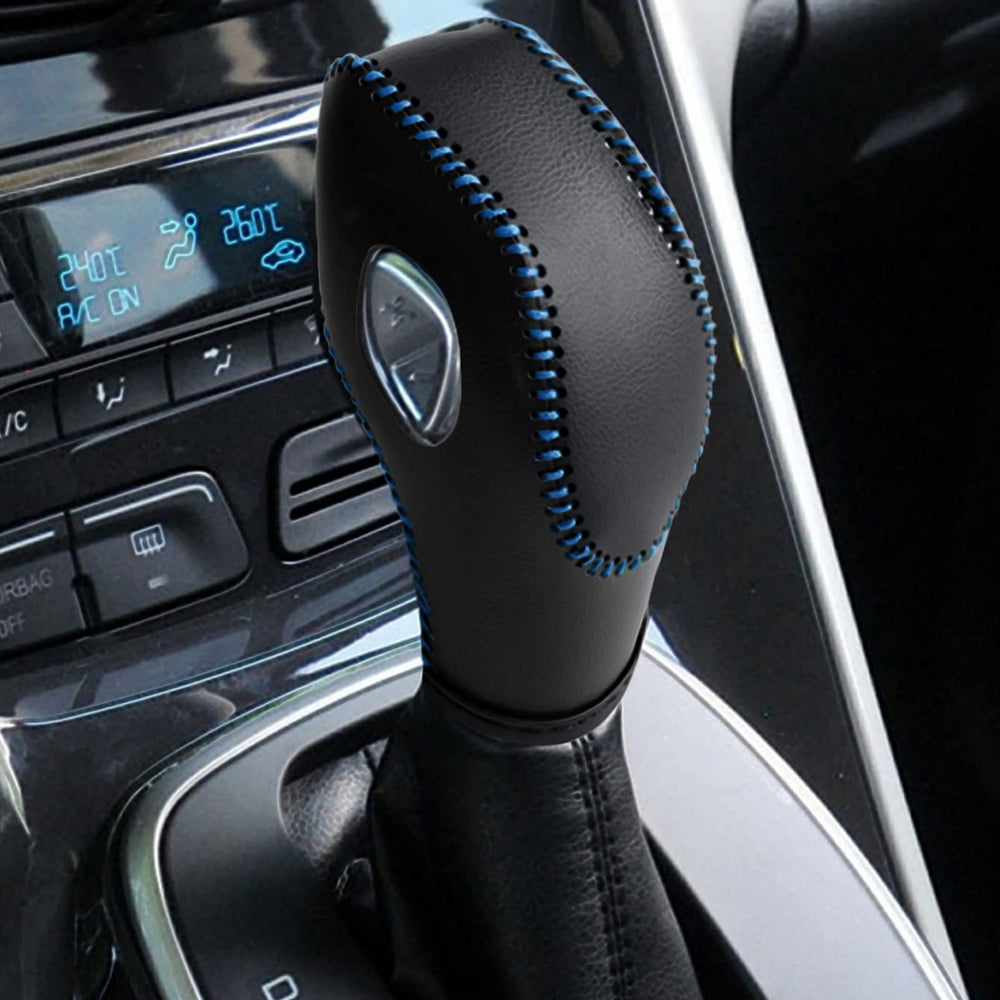 AICARS leather gear shift knob cover on Ford Focus, providing enhanced grip and refined style.