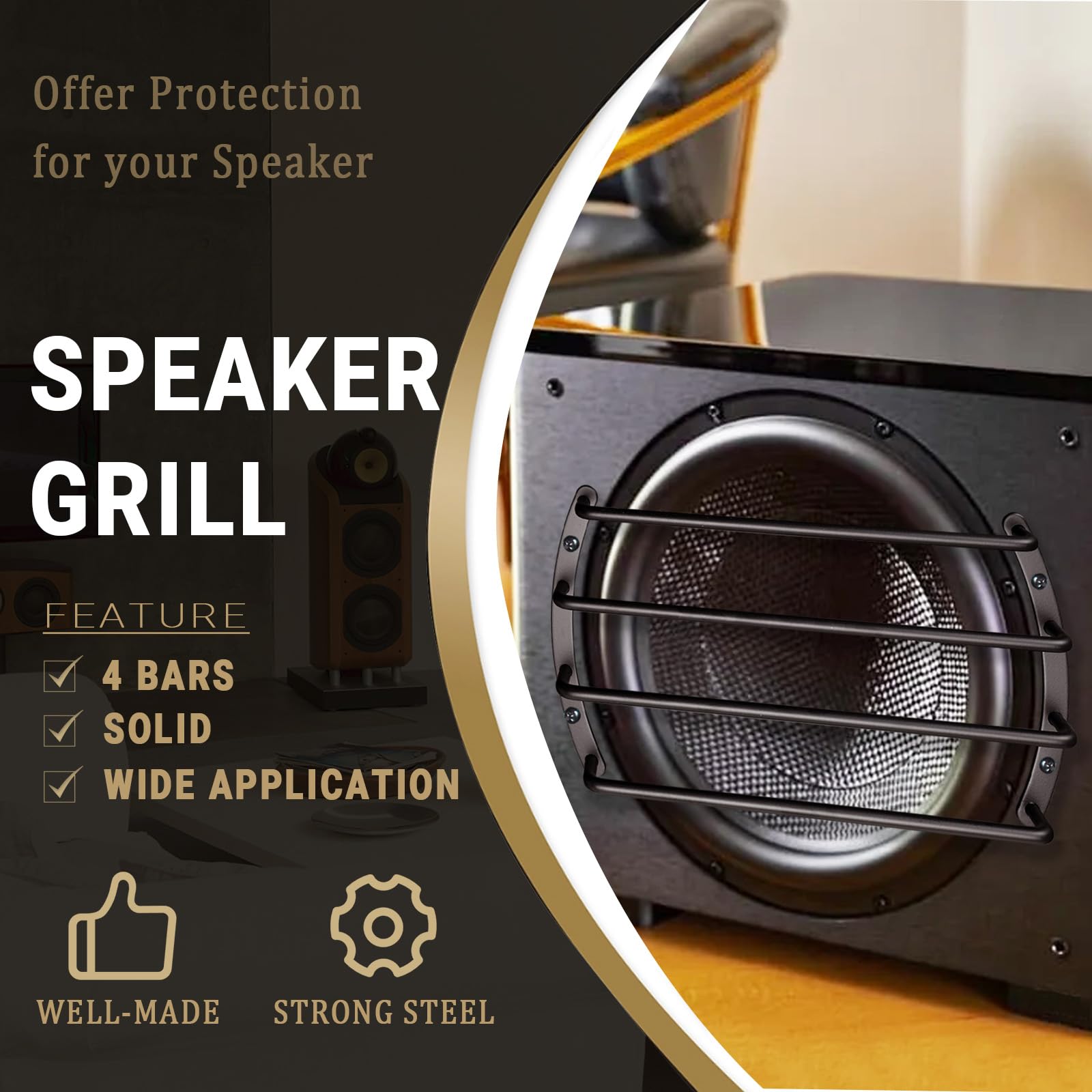 AICARS metal grill cover closeup highlighting durable satin-finish construction.