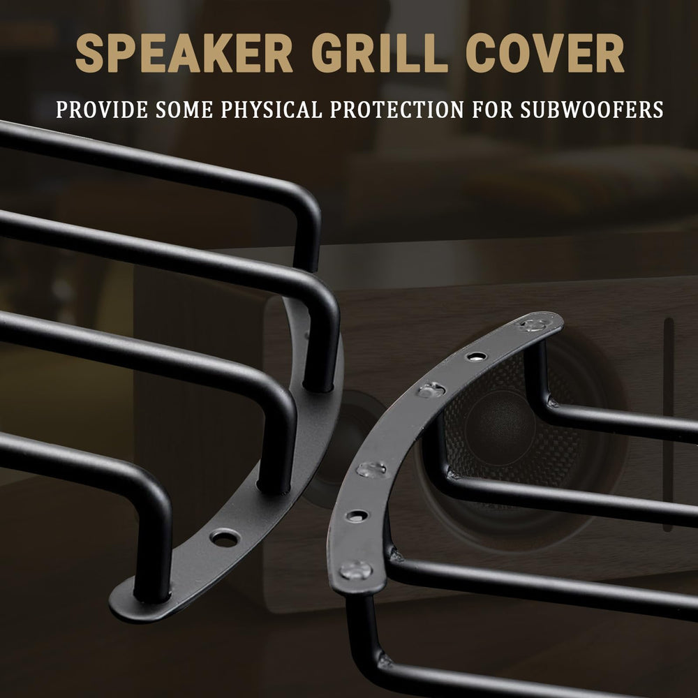 AICARS subwoofer grill fitment demonstrates secure mounting for 10-inch subs.