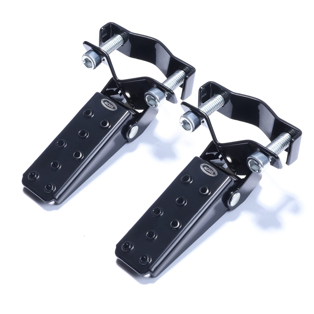 AICARS universal foot pegs with folding mechanism for compact storage.
