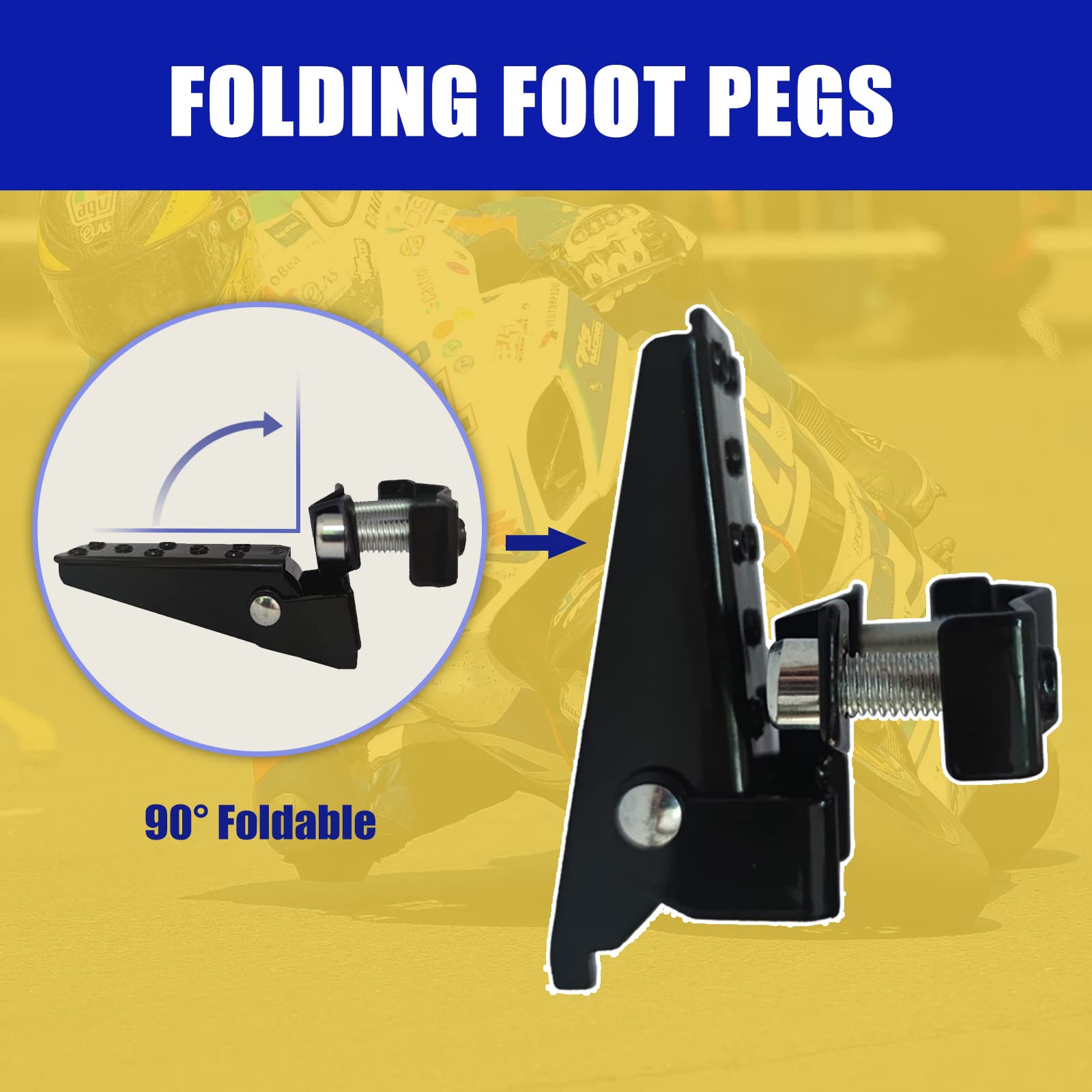 AICARS foot pegs mounted on motorcycle frame with front or rear fitment.