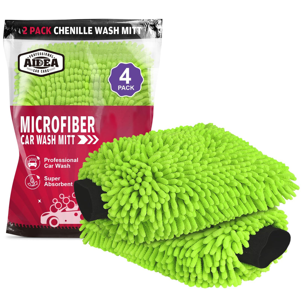 AIDEA Car Wash Mitt microfiber double-sided for lint-free, scratch-free shine.