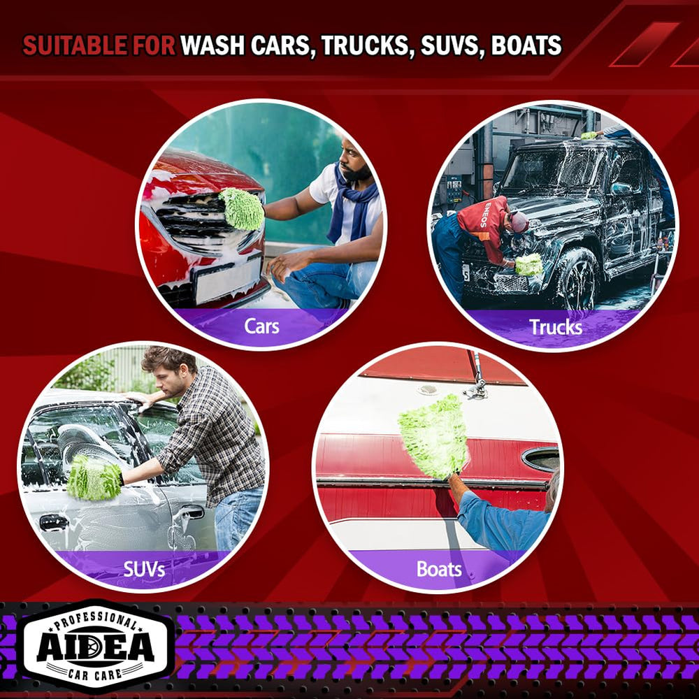 AIDEA Car Wash Mitt soft padding protects painted surfaces during cleaning.