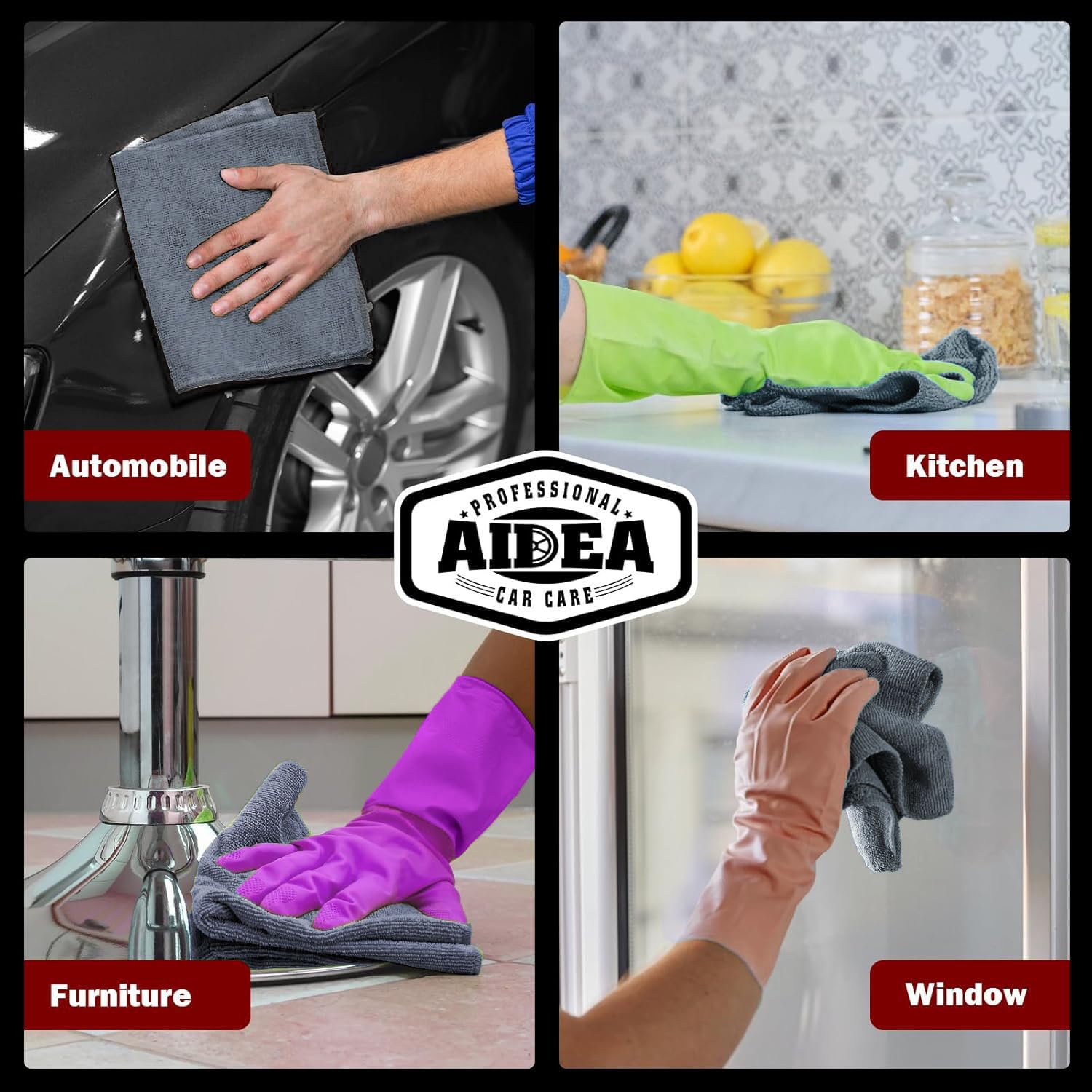 AIDEA dusting towels work with water alone for kitchens and bathrooms.