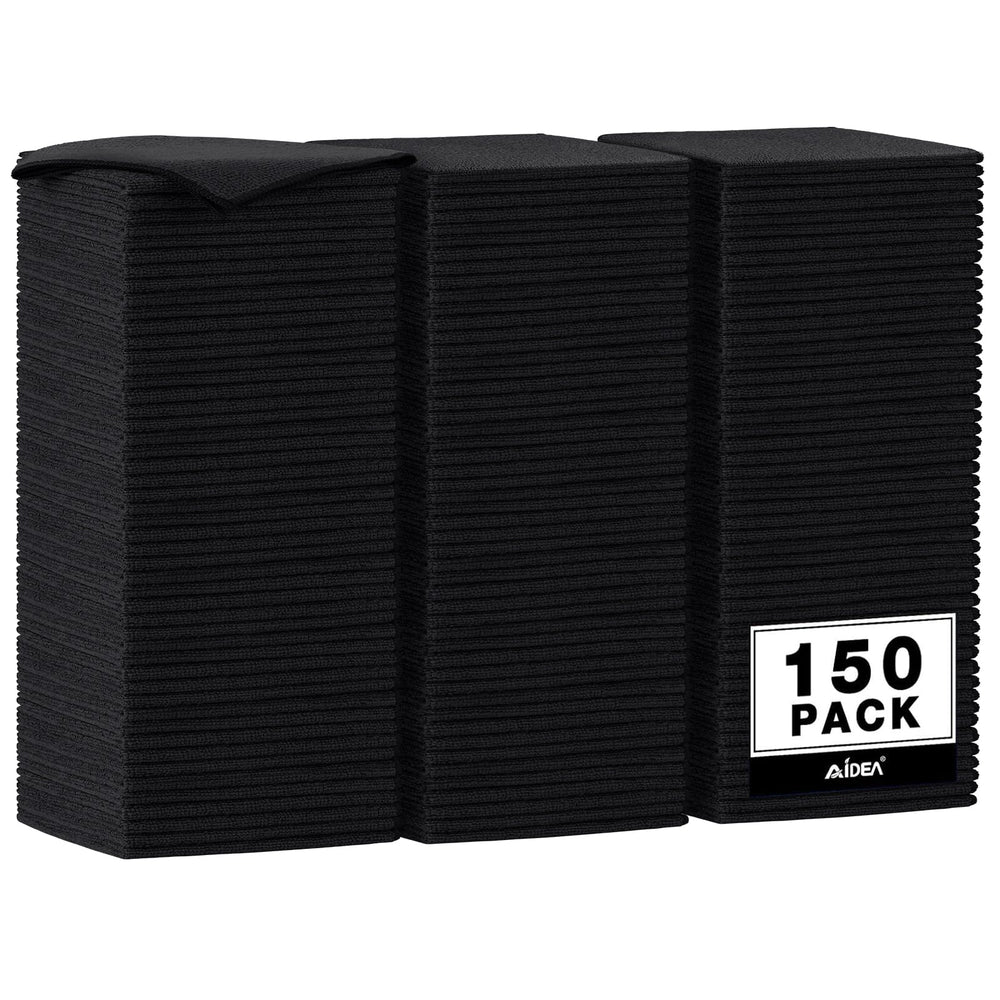 AIDEA microfiber cloths stacked in a 150-pack for general cleaning.