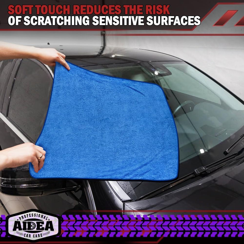 AIDEA blue drying towel emphasizes color-safe care for boats and cars