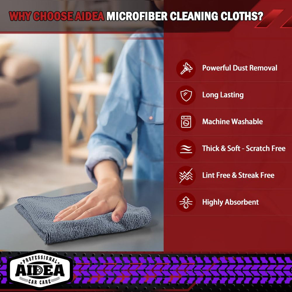 AIDEA premium microfiber cloths soft touch ideal for delicate surfaces.