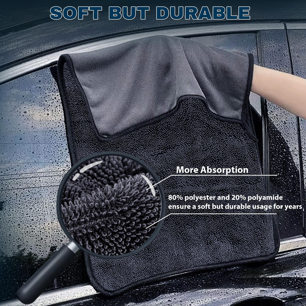 Aidoclip edgeless large towel for scratch-safe drying across clear coats and chrome.