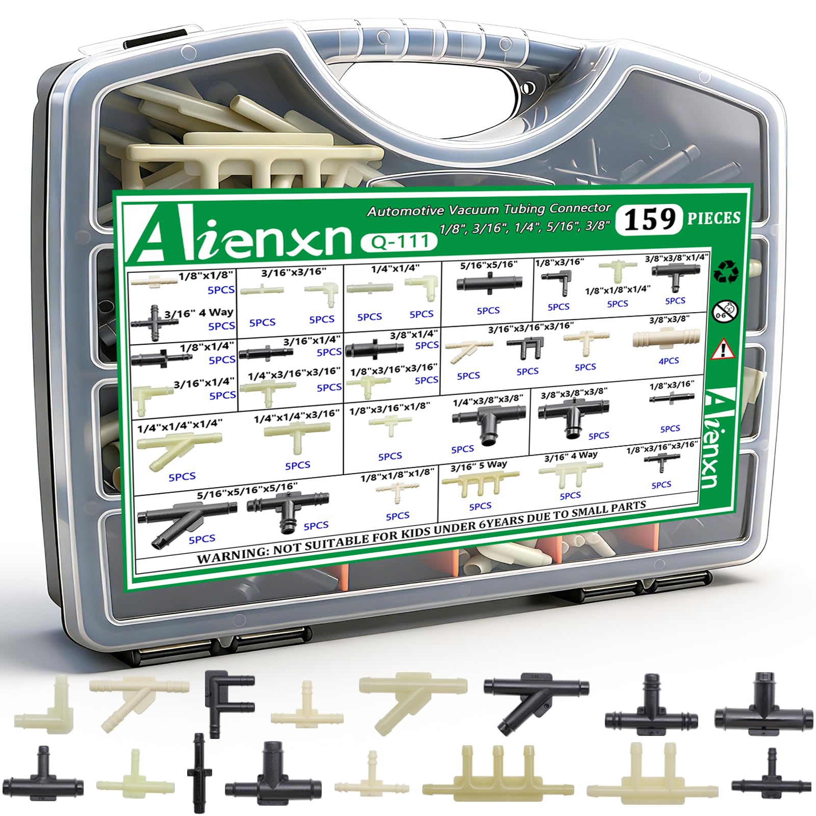 Aienxn vacuum connector set in portable case for quick car maintenance.
