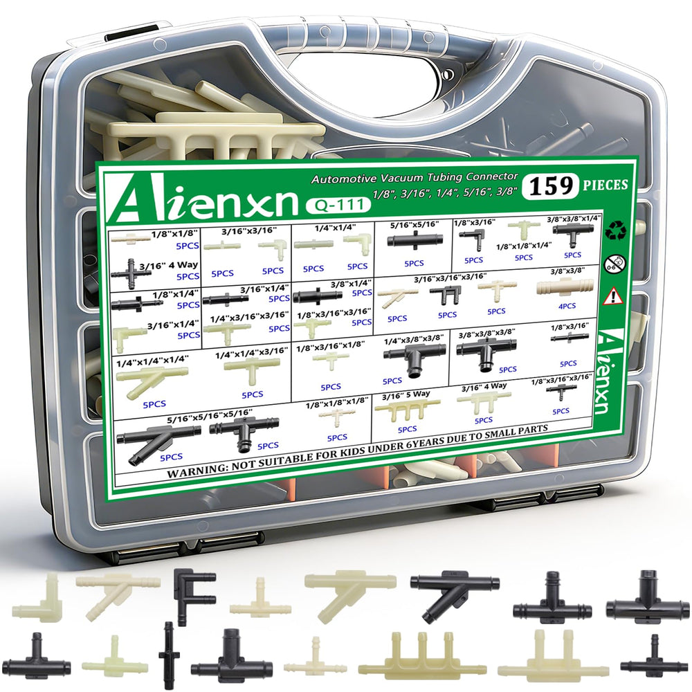 Aienxn vacuum connector set in portable case for quick car maintenance.