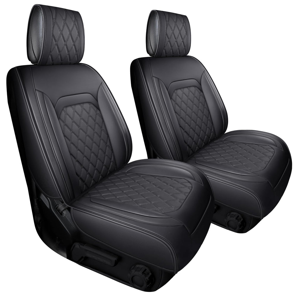Aierxuan Jeep Wrangler front seat covers provide a custom fit to protect seats.