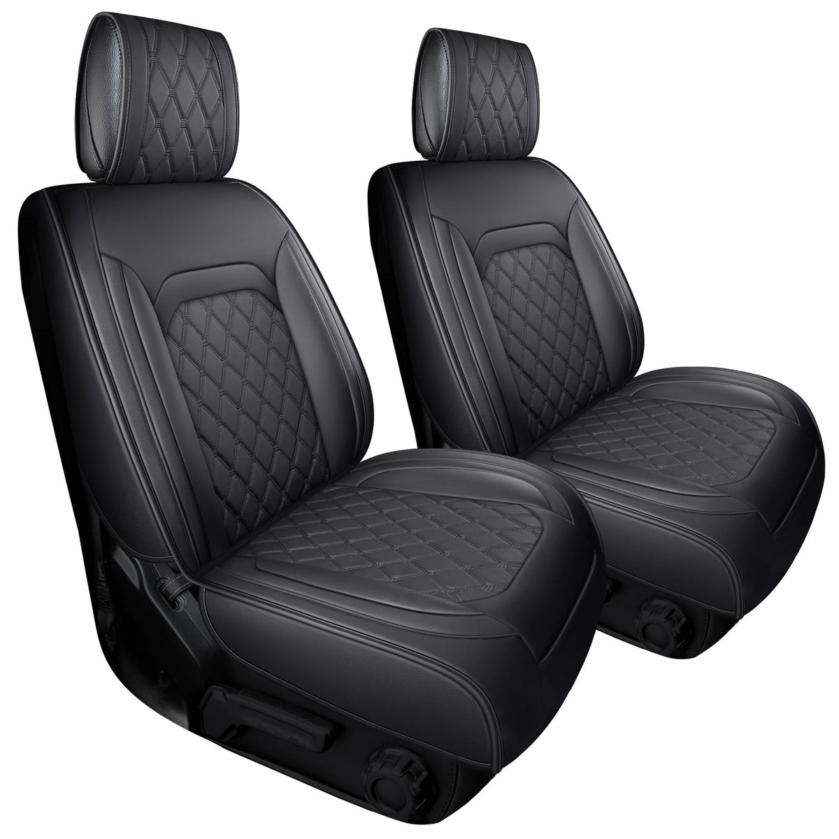 Aierxuan Jeep Wrangler front seat covers provide a custom fit to protect seats.