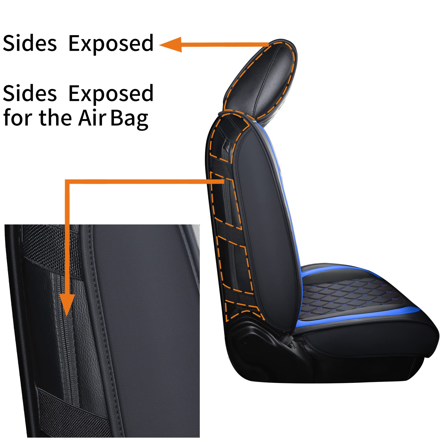 Airbag-compatible side seams on Aierxuan seat cover maintain safety features.
